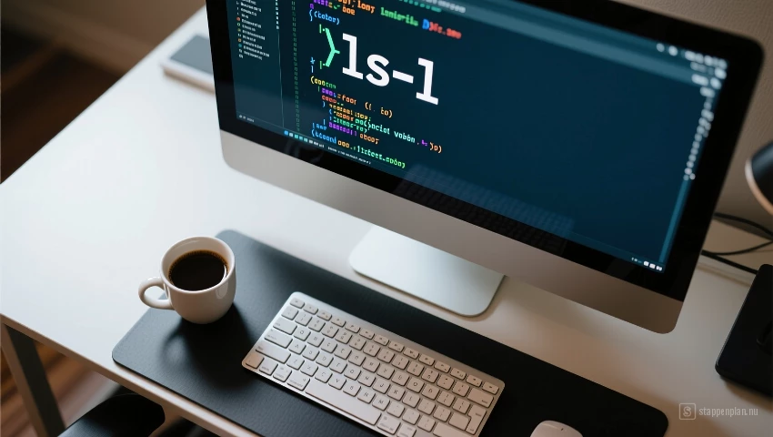 Overzicht van werkplek met ls -l output