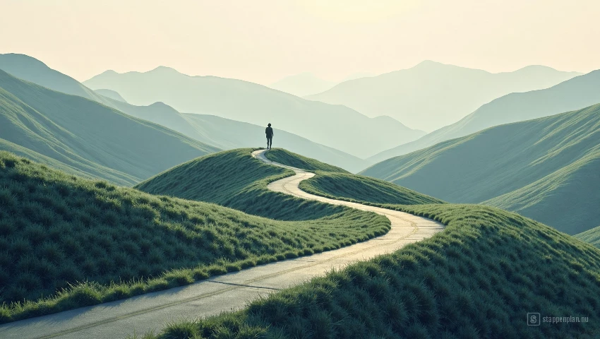 Digitale illustratie van kronkelend pad.