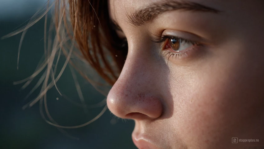 Macrofoto van traan op wang.