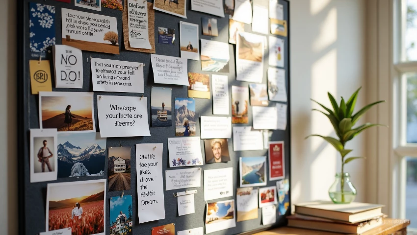 Inspirerend moodboard met doelen.