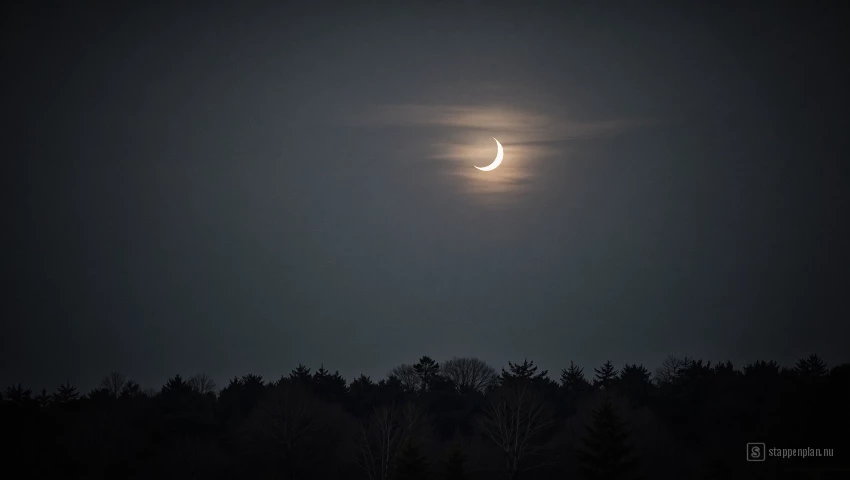 Sfeervolle foto van sikkelmaan.