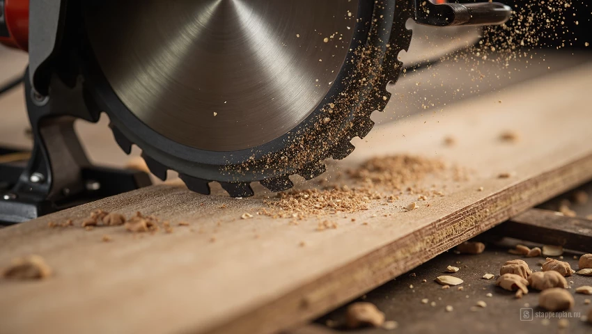 Cirkelzaag zaagt door MDF bord.
