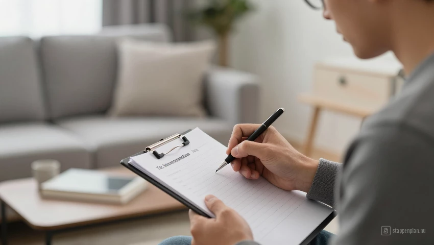 Man maakt aantekeningen tijdens inspectie.