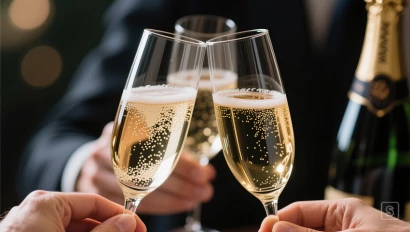 Champagneglazen klinken.