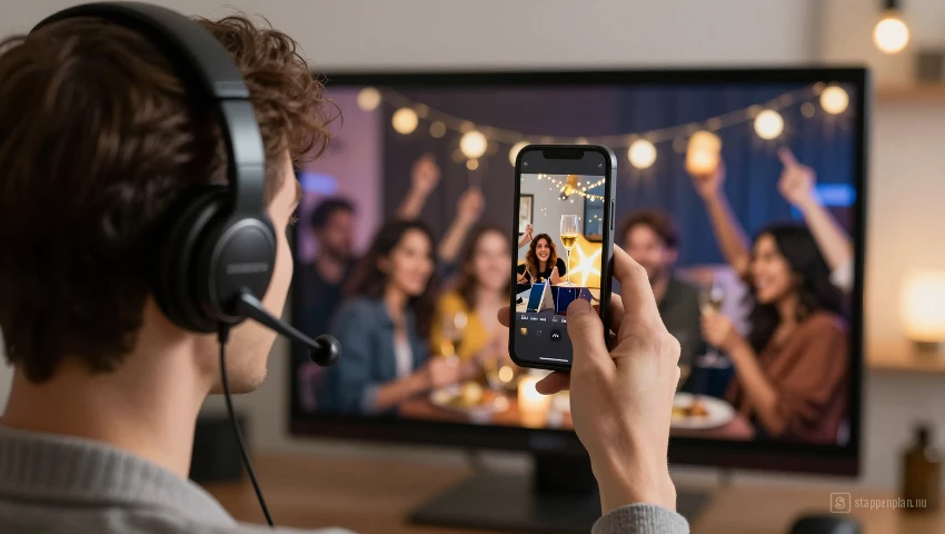 Persoon gebruikt headset.