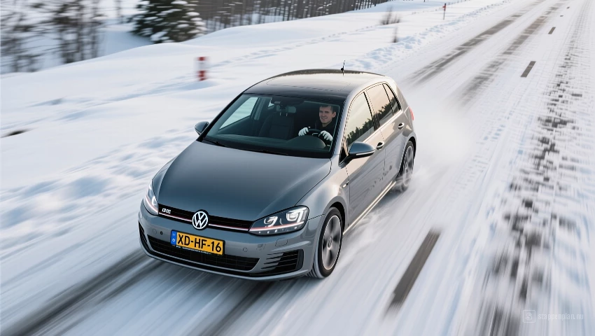 Luchtfoto van zelfverzekerde rijder, auto.