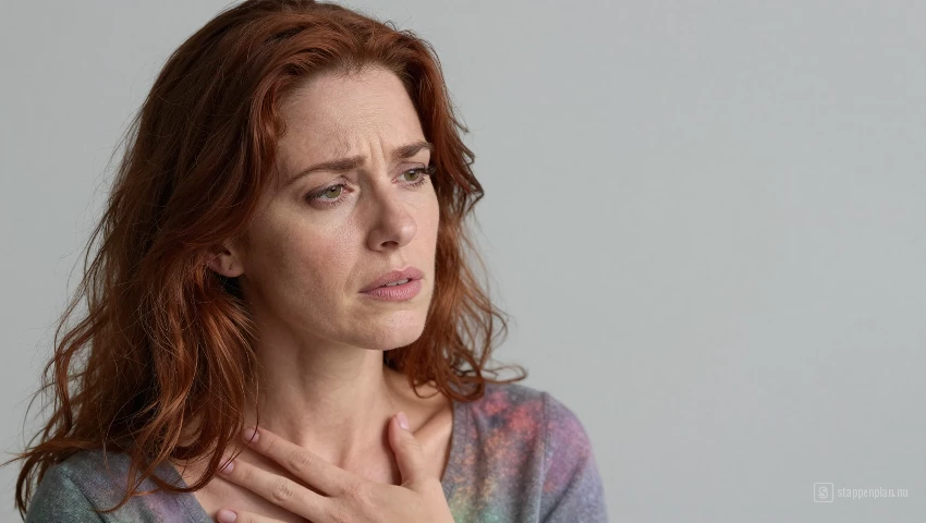 Vrouw voelt emotie, link met fysieke sensatie.