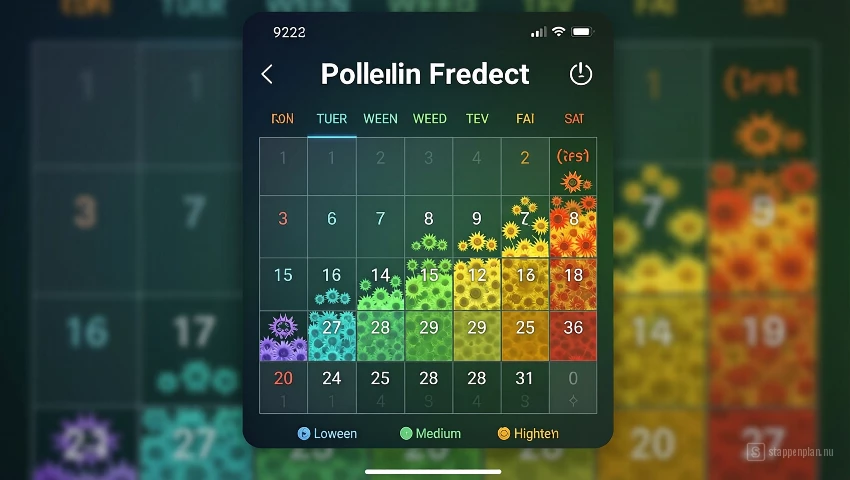 Pollenkalender app met pollenvoorspellingen.