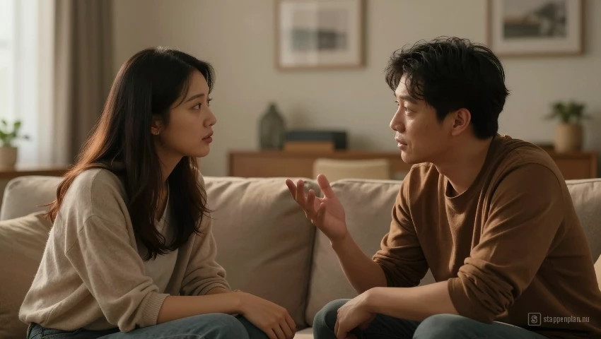 Koopel heeft openhartig gesprek, toont empathie.