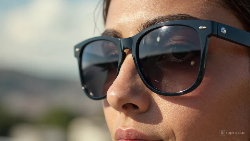 Stijlvolle zonnebril blokkeert pollen effectief.